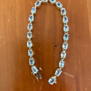 Vintage 10K Blue Topaz Tennis Bracelet